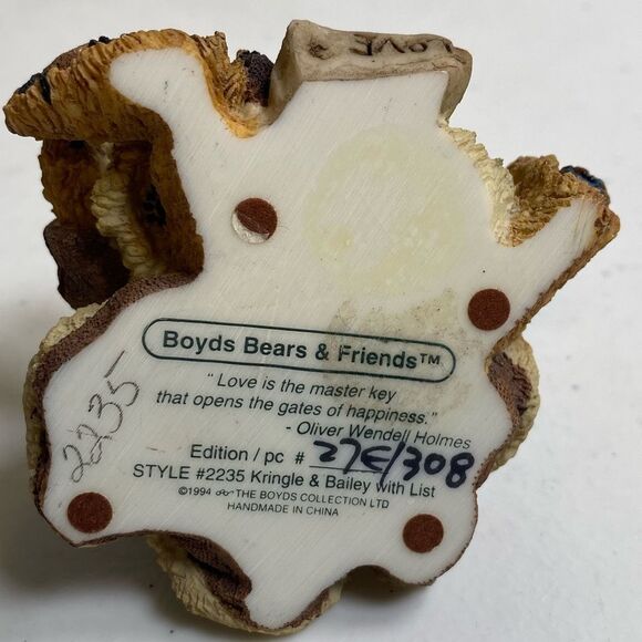 Vintage Boyd’s Bears Kringle & Bailey with List Bearstone Collectable Figurine - Picture 3 of 3